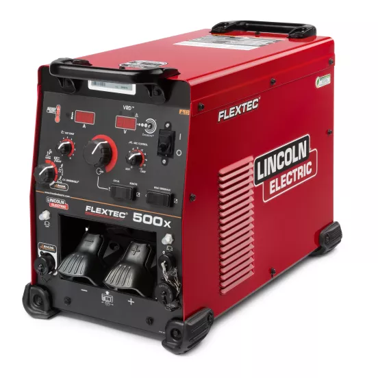 Red and black LINCOLN Arc Welder, DC to AC Inverter, 450 Amps, Electric Powered