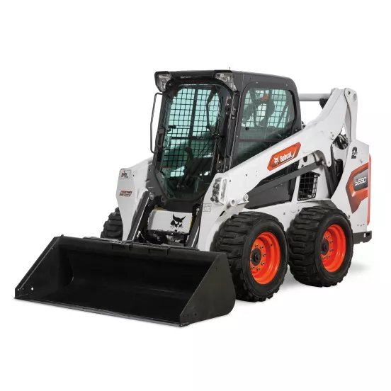 White, black and orange BOBCAT 1,900-2,000 lb. Skid Steer